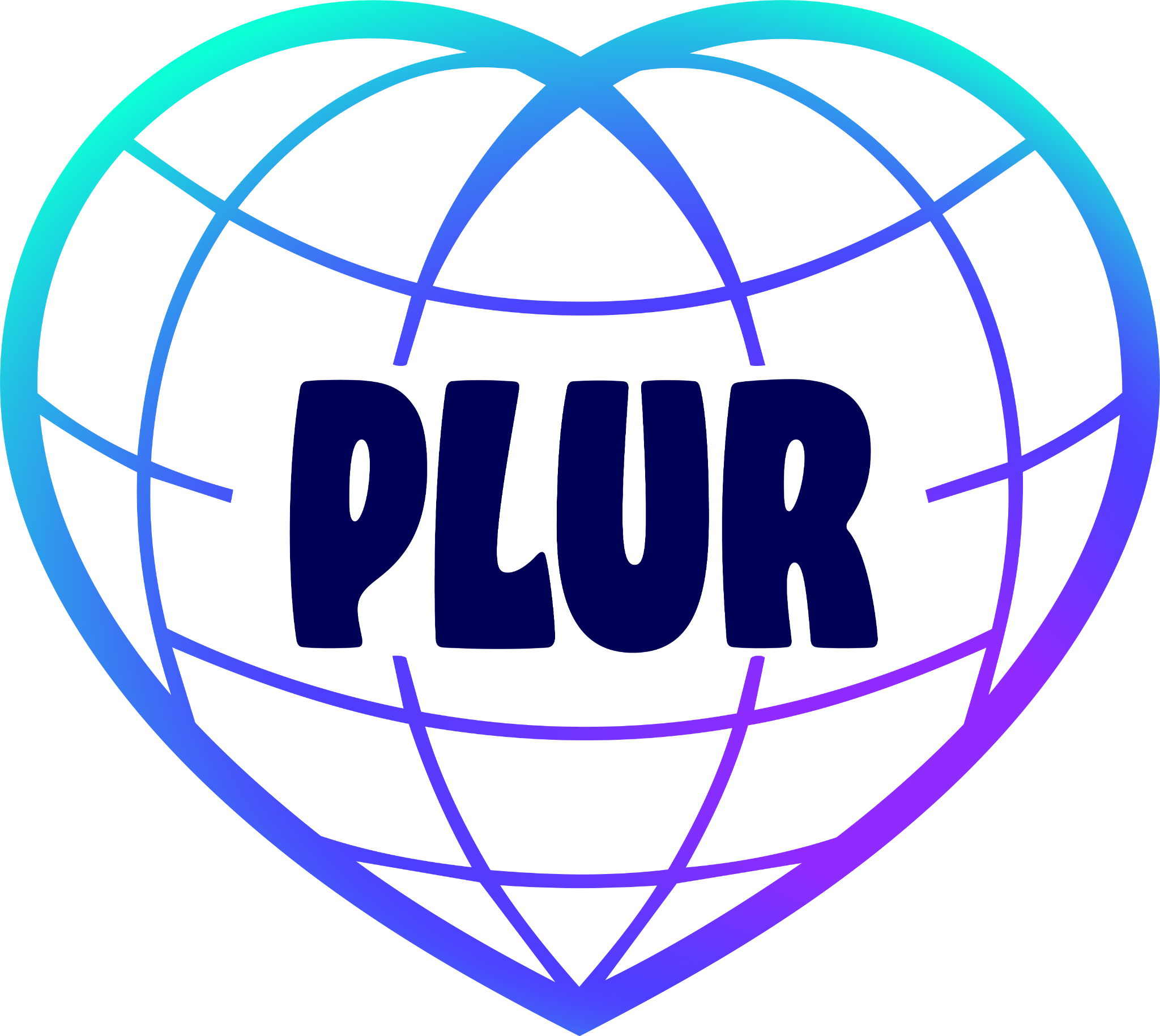 PLUR heart globe logo